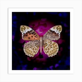 Mechanical Butterfly The Argyreus Hyperbius Niugini On A Blue And Magenta Background Art Print