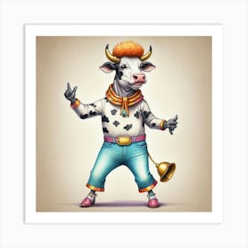 Cow With Horns 12 Art Print