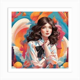 Girl In Space Art Print