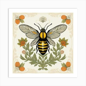 Bees And Flowers Art Print