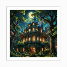 Fairytale Castle At Night Art Print