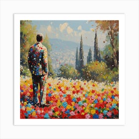 Man In Flowers Art Print