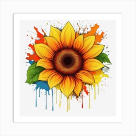 Dripping Sunflower Art Print