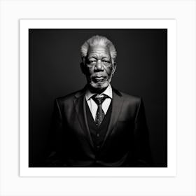 Portrait Black And White Photograph Of Morgan Freeman Art Print