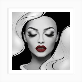 Black And White Portrait Of A Woman Art Print