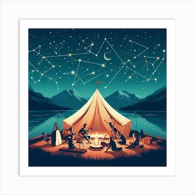 Camping Under the Zodiac with your friends 3 Art Print