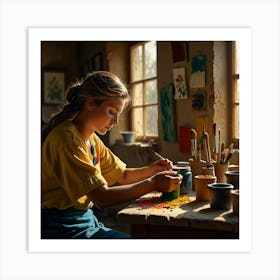 Girl In A Studio Art Print