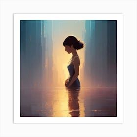 Girl In The Water Art Print