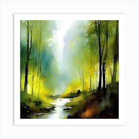 Watercolor Of A Forest 1 Art Print