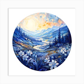 Blue Flowers In The Mountains Art Print