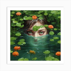 Water Lily Girl Art Print