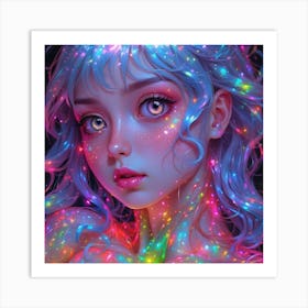 Girl With Glowing Eyes Art Print