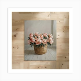 Peonies In A Basket 2 Art Print