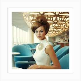 Blue Retro Mod 1960's Airport Lounge Series: #3 Art Print