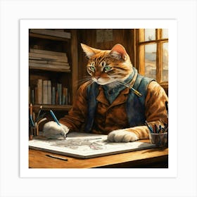 Cat Drawing Art Print