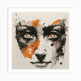 Face Of A Woman ink, watercolour Art Print