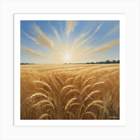 Golden Wheat field Paintings Art Print Art Print