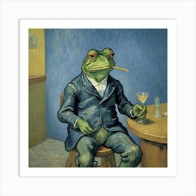 Boozy Beasts and Smoky Shenanigans Frog In A Suit Art Print