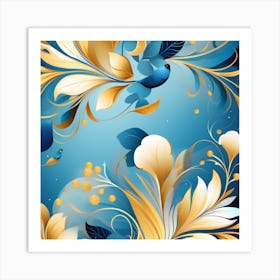 Abstract, Blue and gold Art Print