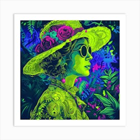 Lady In Green Hat Art Print