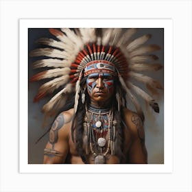 Leonardo Diffusion Xl An Imaginary Image Of An American Indian 0 Art Print