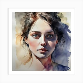 Watercolor Portrait Of A Woman 7 Art Print