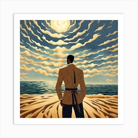 Man On The Beach Art Print