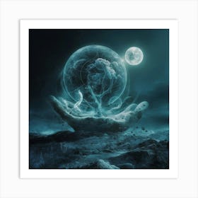 Hand Holding A Moon Art Print