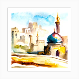 Watercolor Of A Mosque 2 Art Print