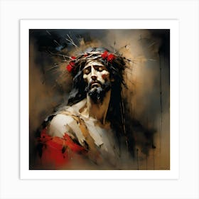 Jesus With Crown Of Thorns Art Print