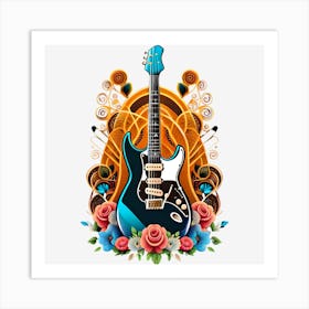 Electric Guitar With Roses 19 Art Print