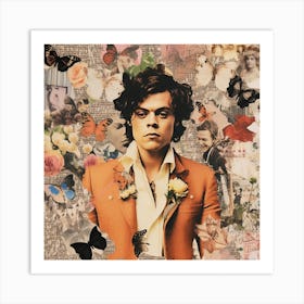 Harry Styles Butterfly Collage 1 Square Art Print