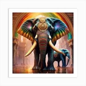 Elephants And Rainbows Art Print