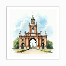 Watercolor Of A Historic Roman Landmark, Capturing Its Grandeur And Detail 1 Art Print