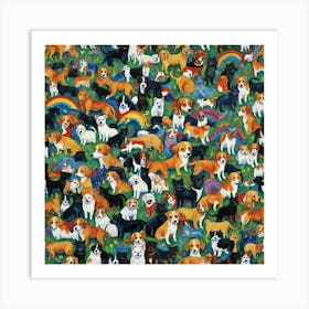 Rainbow Dogs 1 Art Print