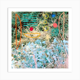 Colorful Shapes In The Garden Square Art Print