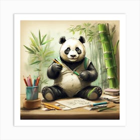 Panda Bear Drawing 1 Art Print