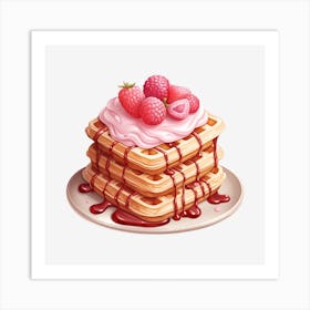 Waffles With Raspberry Syrup 2 Art Print