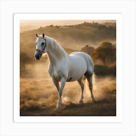 White Horse In The Field 3 Art Print