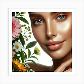 Beautiful Woman With Flowers 5 Art Print