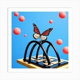 Butterfly On A Chess Board 5 Art Print