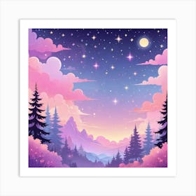 Sky With Twinkling Stars In Pastel Colors Square Composition 198 Art Print