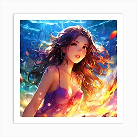 Anime Girl In The Water Art Print