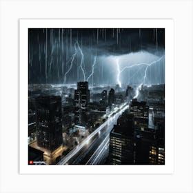 Lightning In The Dark City 2 Art Print