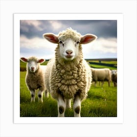 Nature Wool Farm Animal Herd Countryside Grass Sheep Mammal Green Landscape Farming Meado (8) Art Print