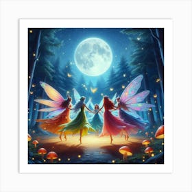Fairies Dancing Under the Moon Art Print
