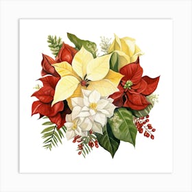 Christmas Poinsettias Art Print