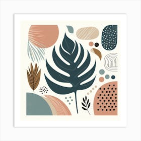 Scandinavian style, Abstraction with tropical leaf Art Print