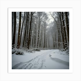 Snowy Forest Path Art Print