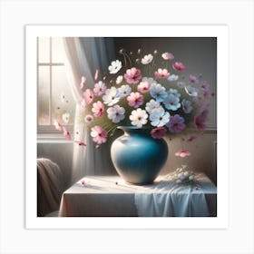 Cosmos Flowers In A Vase Art Print